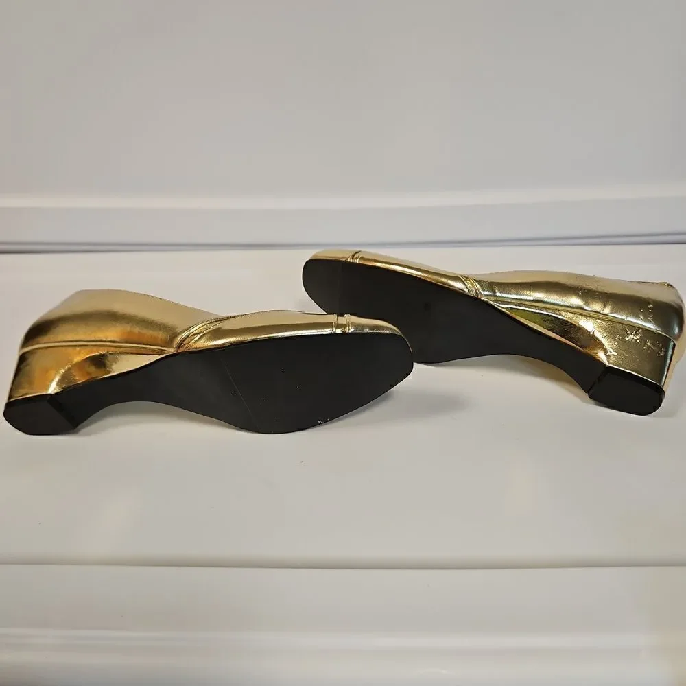 🌹Statues Gold Wedge Heels sz 9w